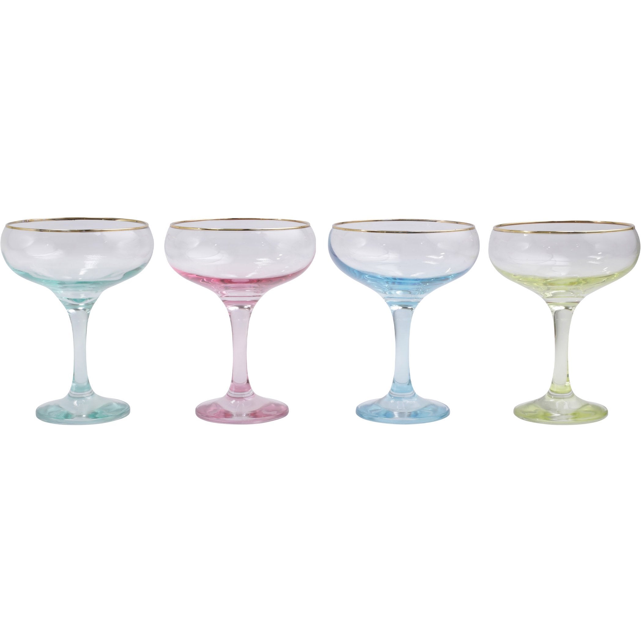  Vietri Rainbow Coupe Champagne Glasses Set of 4 - Mixed Colors - Bonton