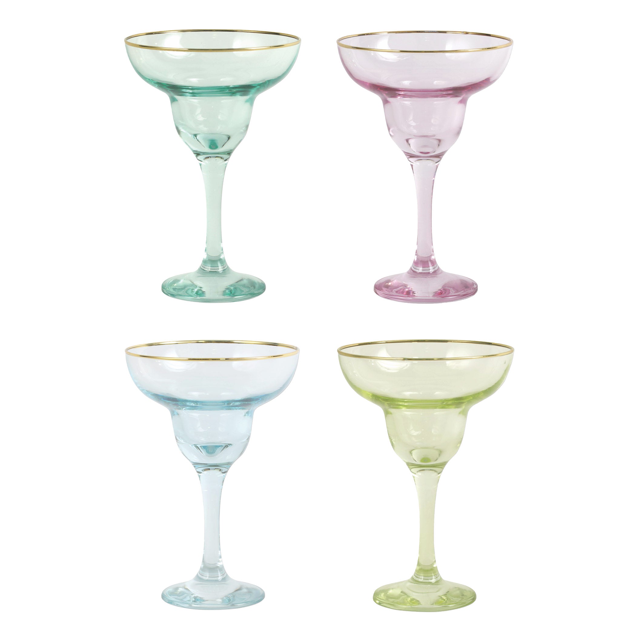  Vietri Rainbow Margarita Glasses Set of 4 - Mixed Colors - Bonton