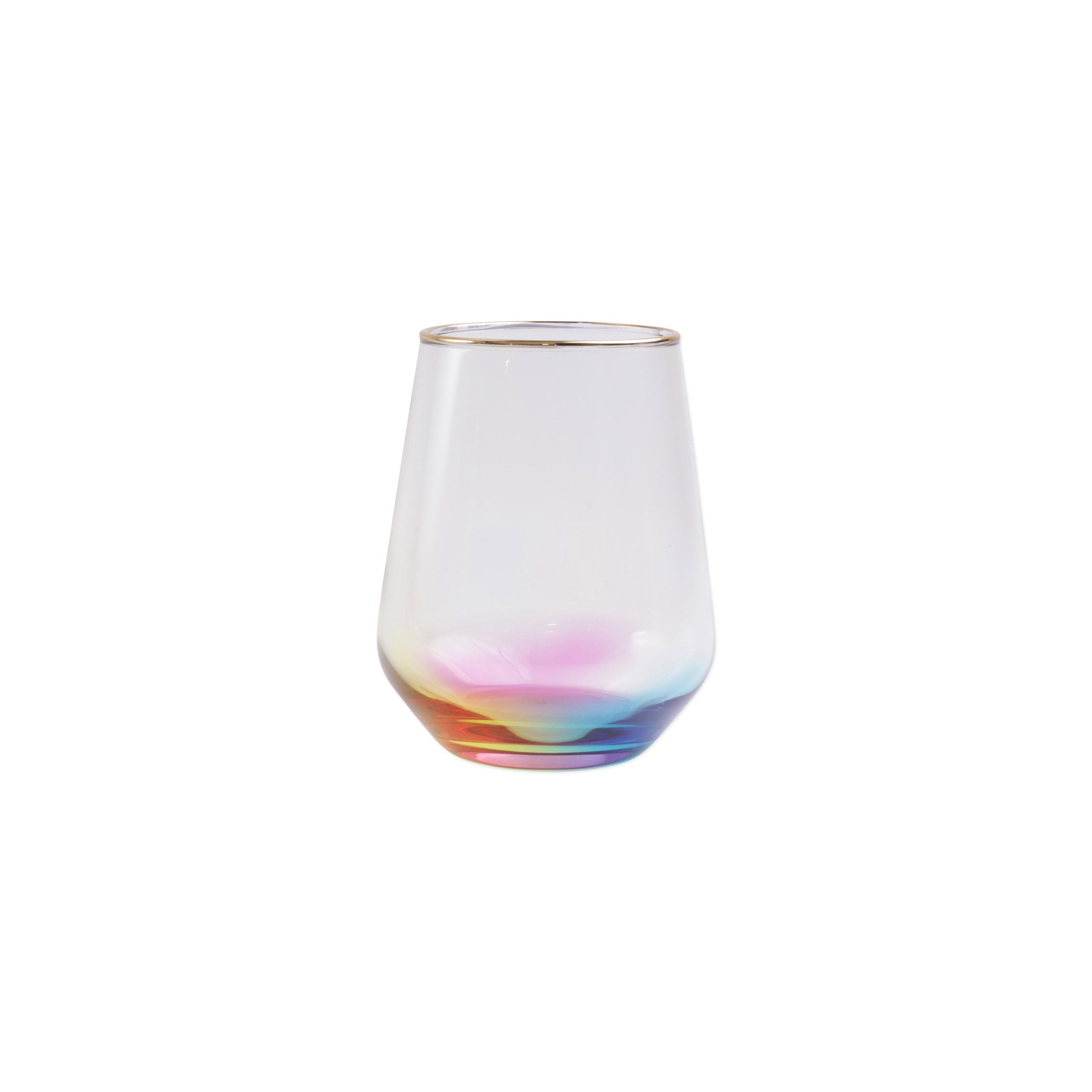  Vietri Rainbow Stemless Wine Glass - Clear - Bonton