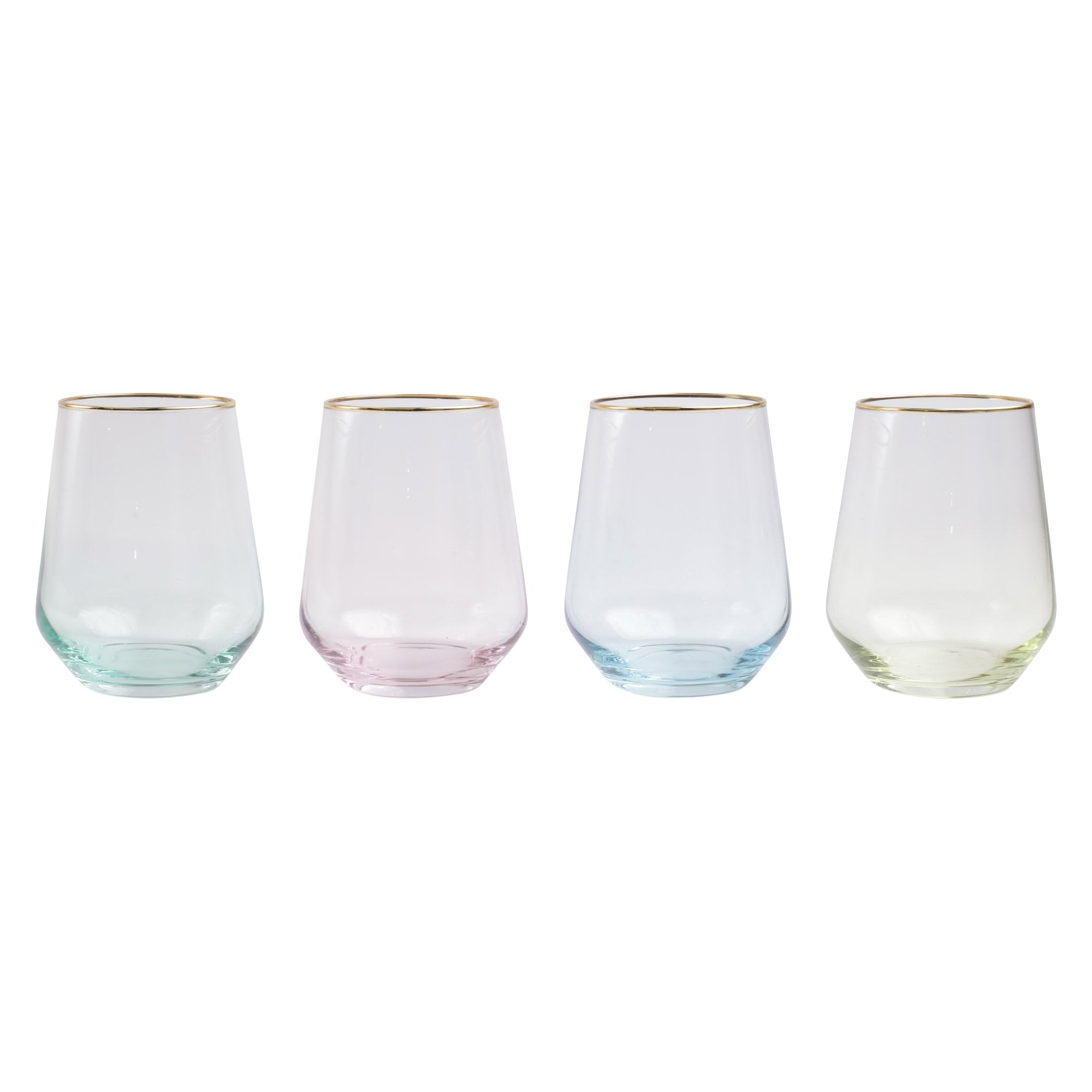  Vietri Rainbow Stemless Wine Glasses Set of 4 - Multi - Bonton