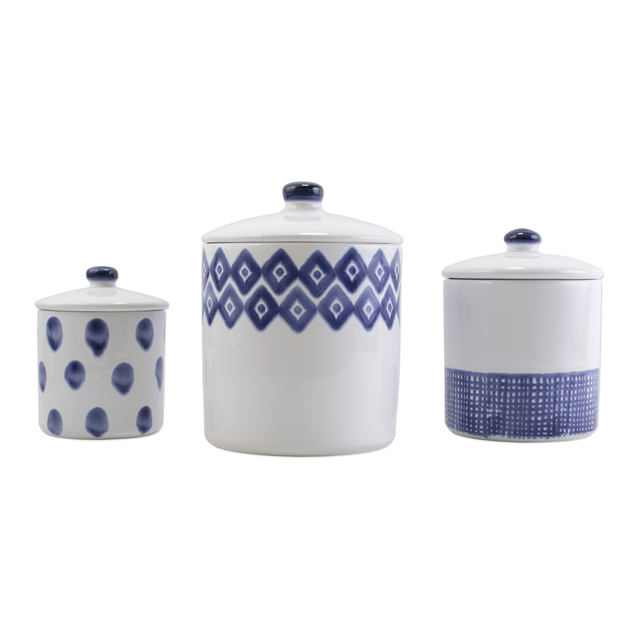  Vietri Santorini Assorted Canister Set - White/Blue - Bonton