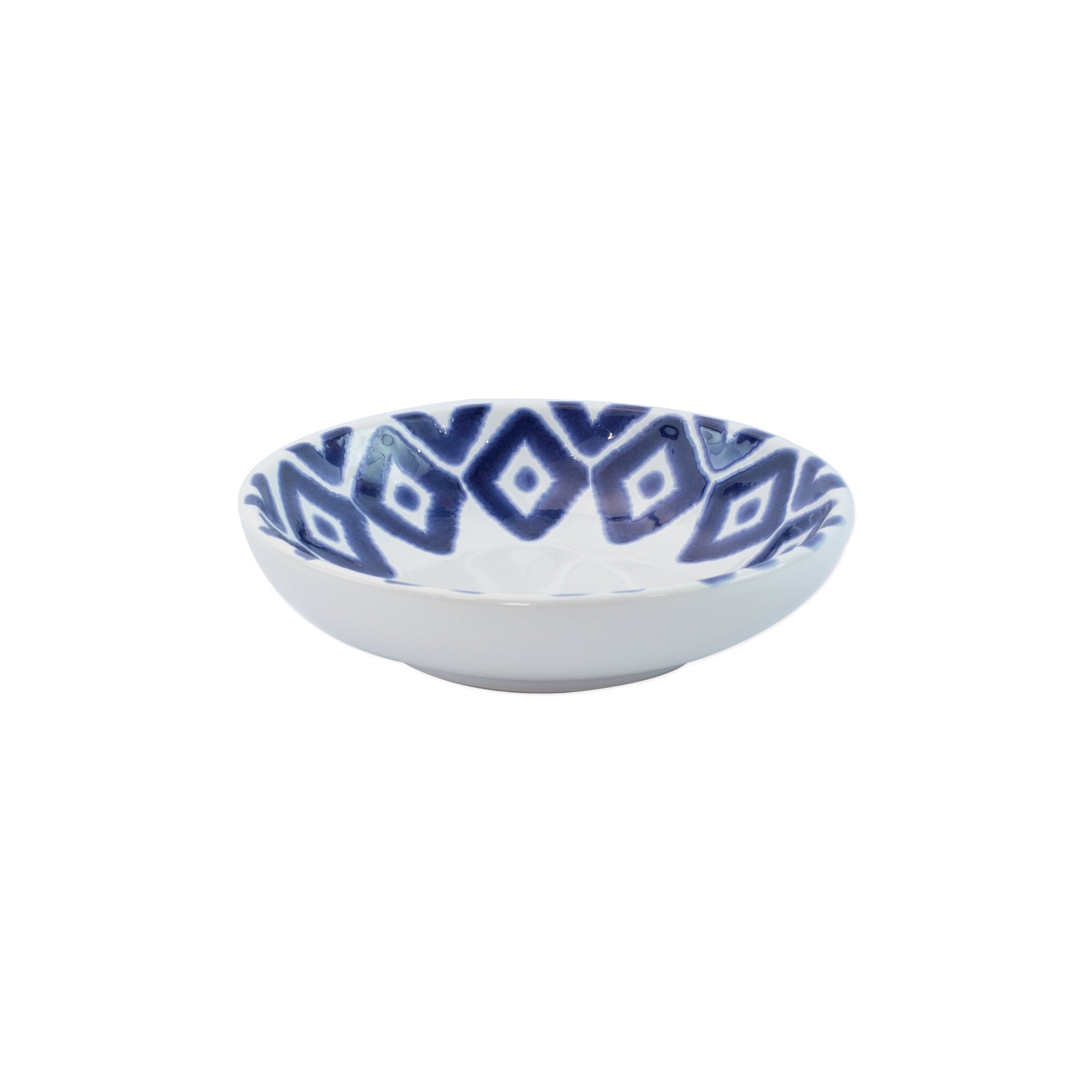  Vietri Santorini Diamond Condiment Bowl - White/Blue - Bonton