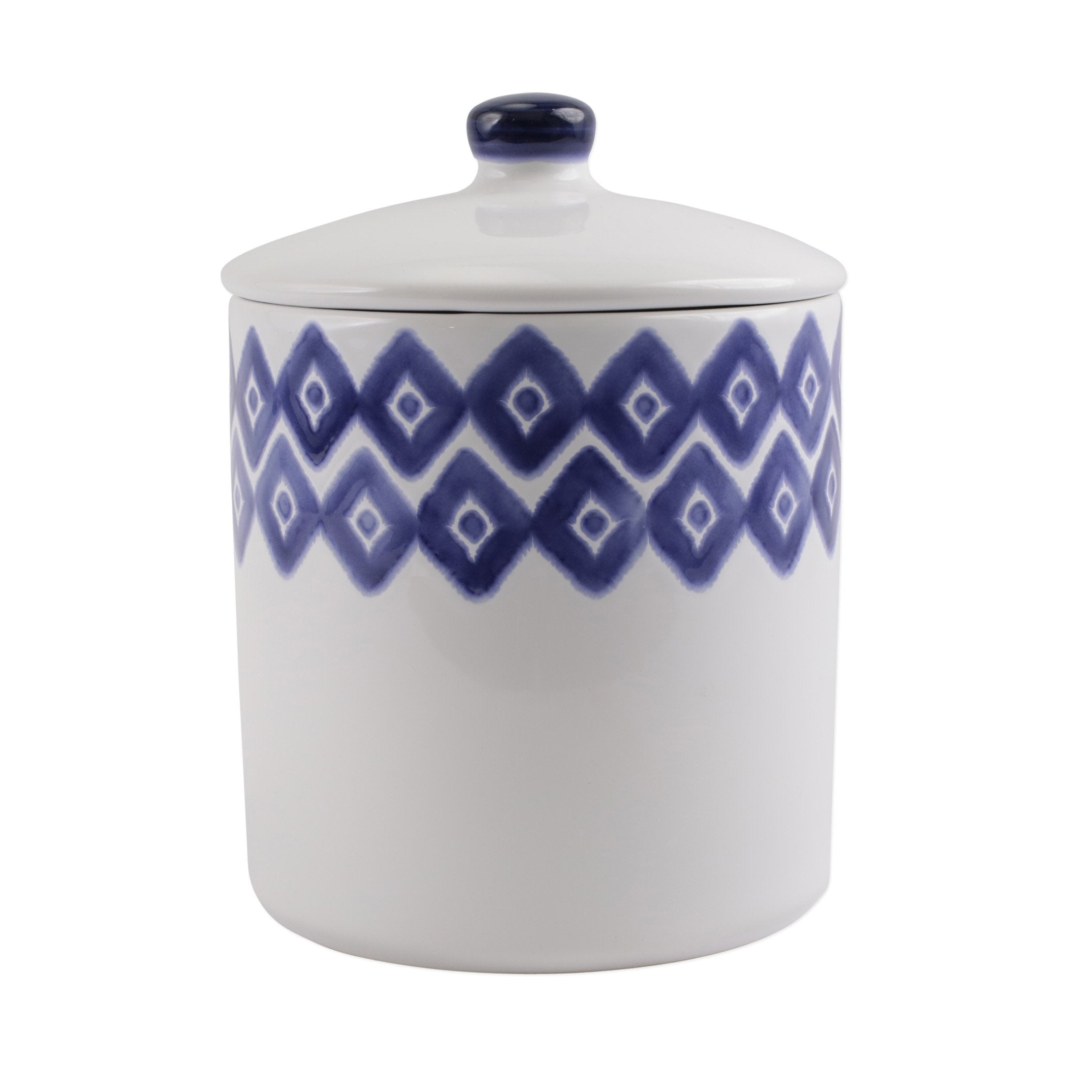  Vietri Santorini Diamond Large Canister - White/Blue - Bonton