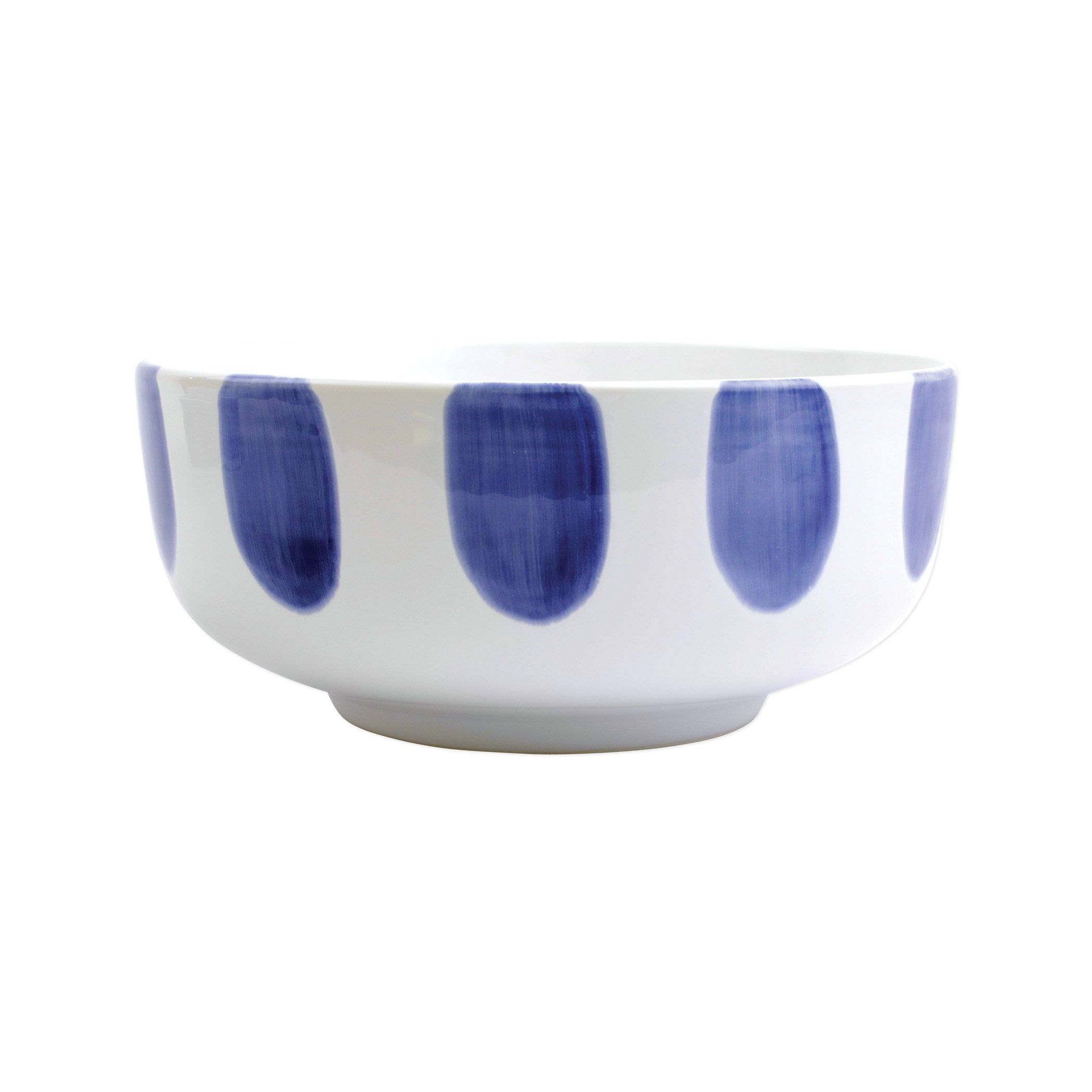  Vietri Santorini Dot Large Footed Serving Bowl - White/Blue - Bonton