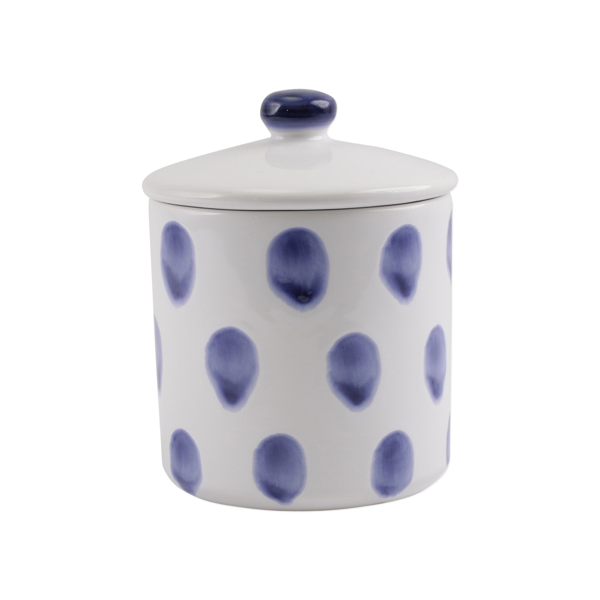  Vietri Santorini Dot Small Canister - White/Blue - Bonton