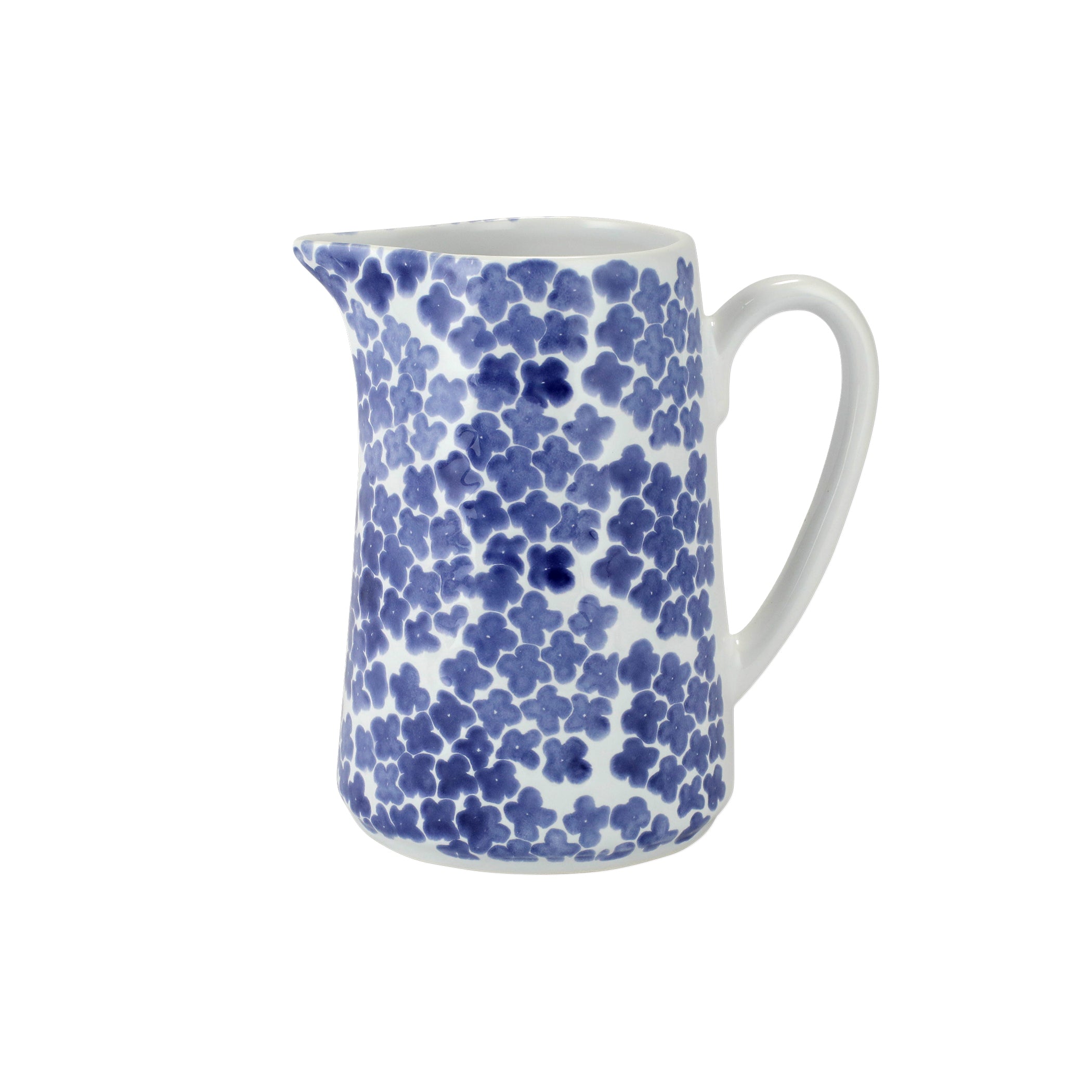  Vietri Santorini Flower Pitcher - White/Blue - Bonton