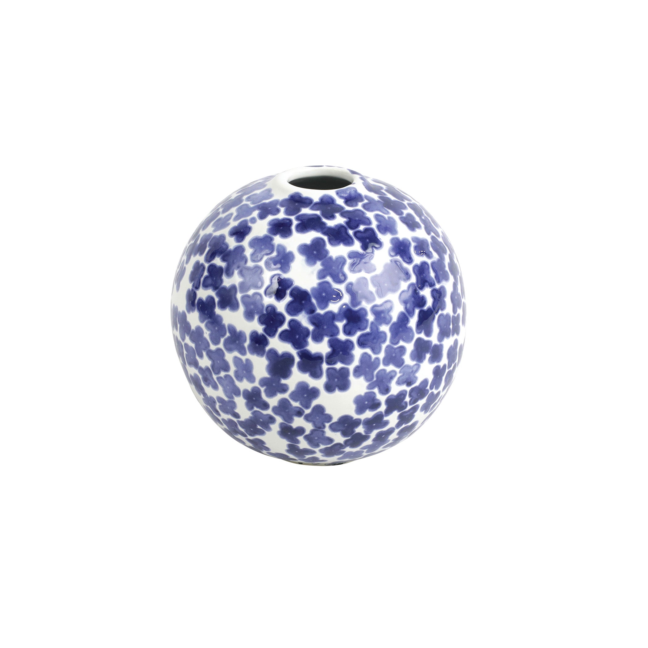  Vietri Santorini Flower Round Vase - White/Blue - Bonton