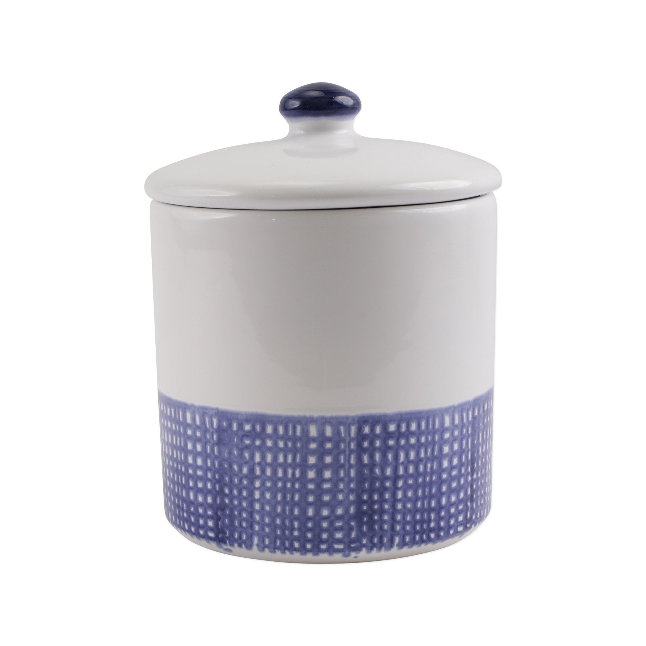  Vietri Santorini Geo Medium Canister - White/Blue - Bonton