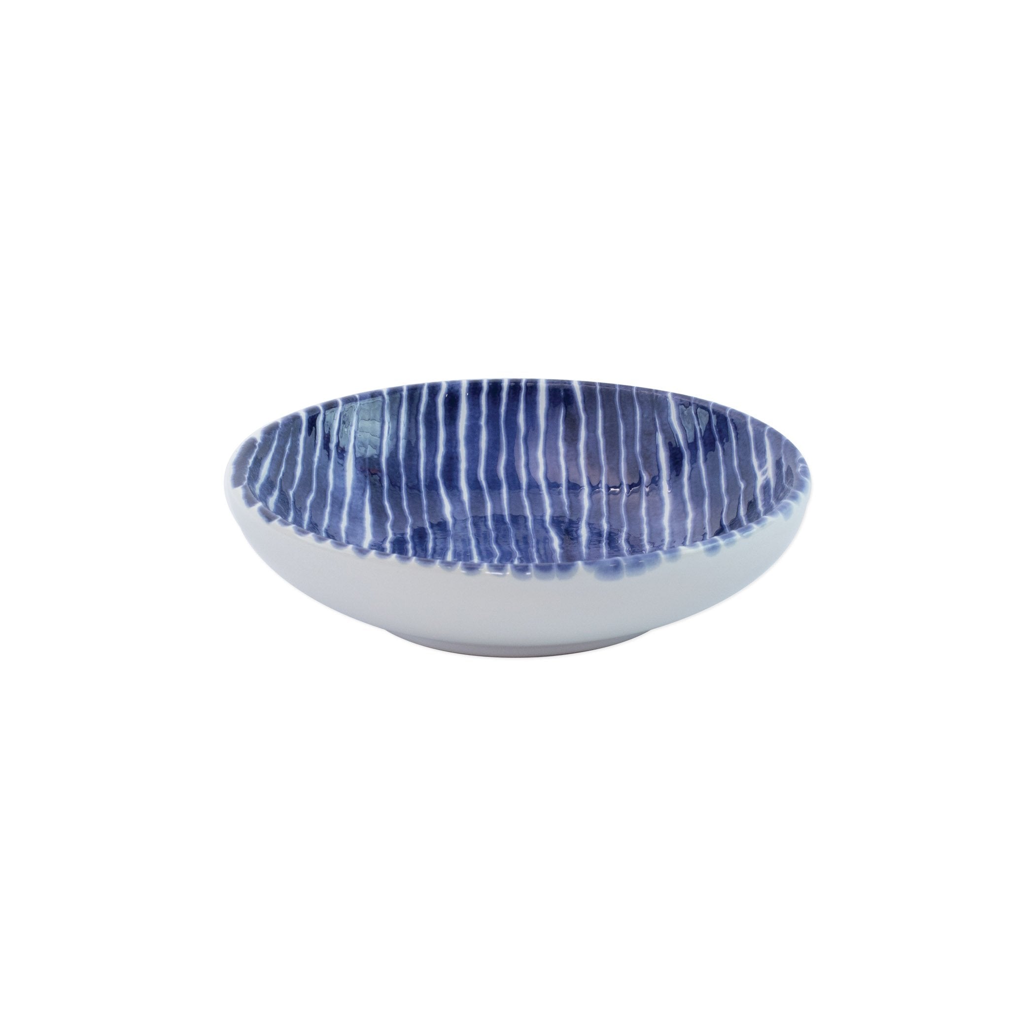  Vietri Santorini Stripe Condiment Bowl - White/Blue - Bonton