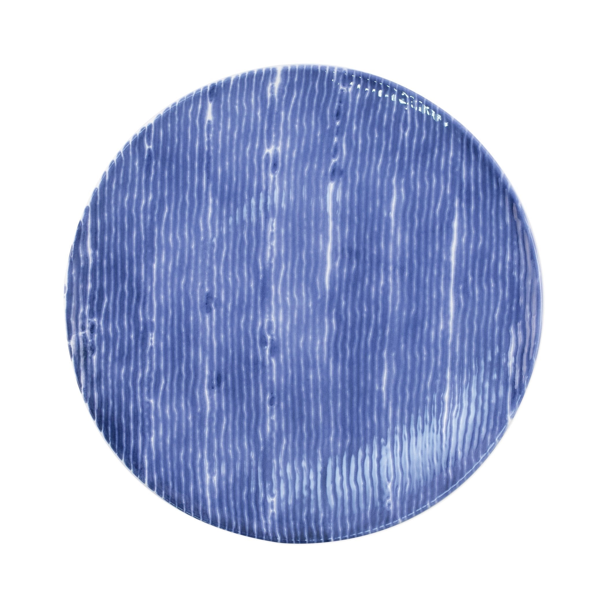  Vietri Santorini Stripe Dinner Plate - White/Blue - Bonton