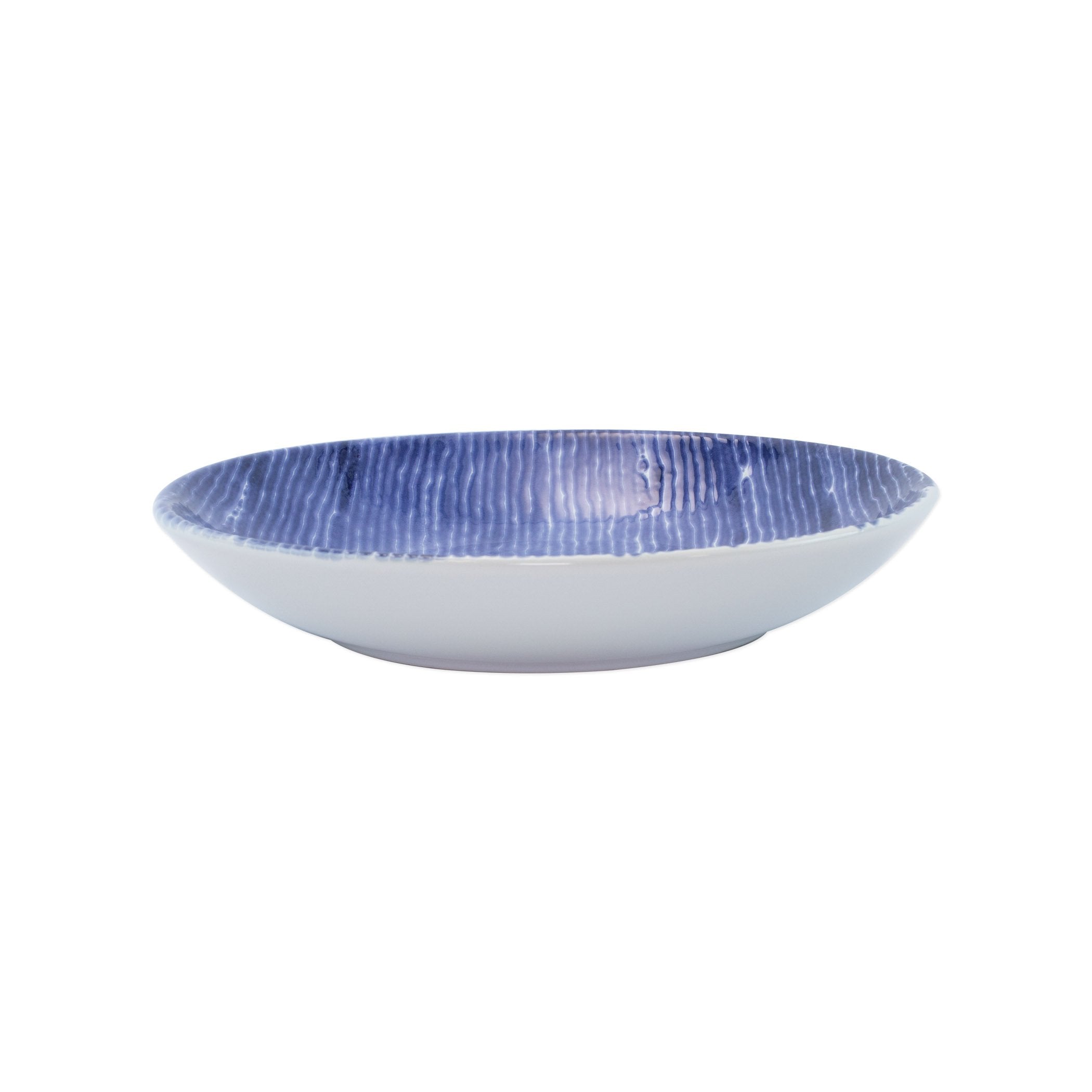  Vietri Santorini Stripe Pasta Bowl - White/Blue - Bonton