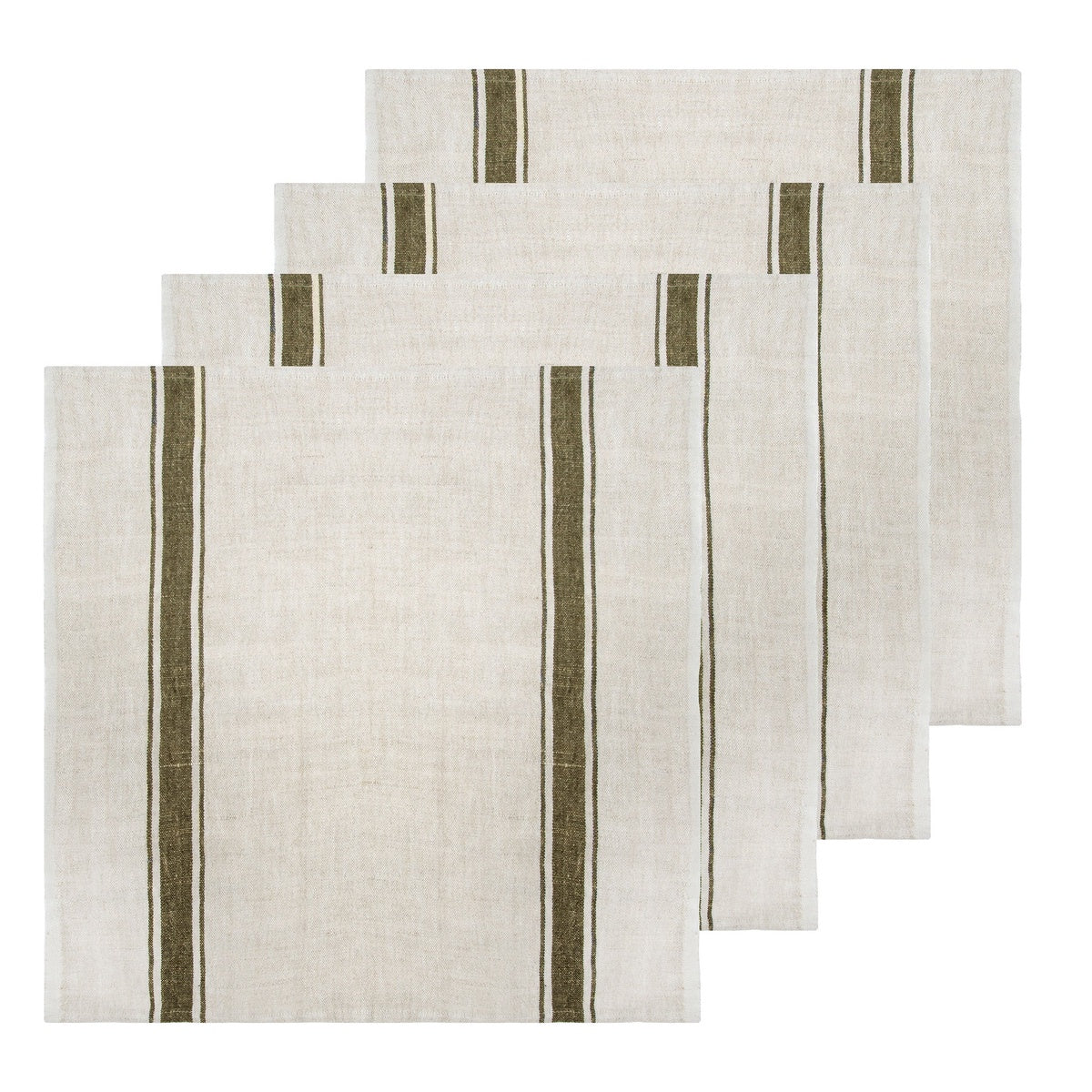  Caravan Marseille - Napkins 20x20 - Set of 4 - Olive Green & Natural - Bonton