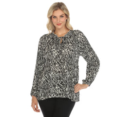 Women's Printed Peasant Chiffon Blouse