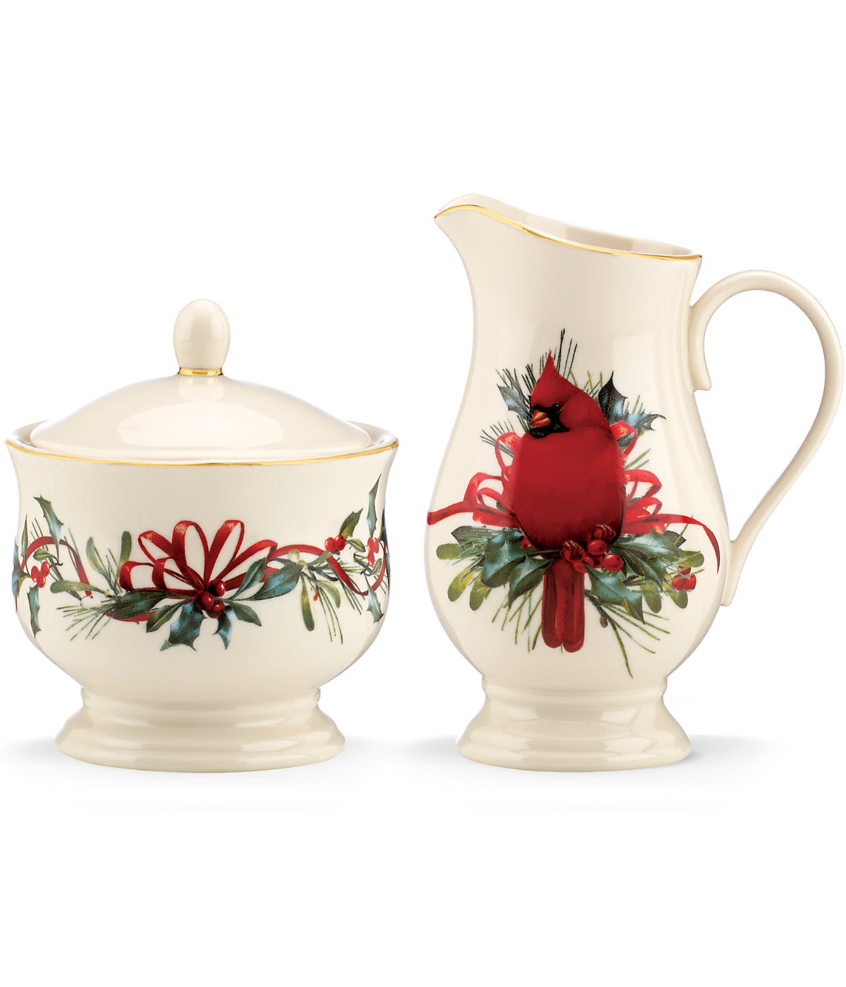  Lenox Winter Greetings Sugar & Creamer - Ivory - Bonton