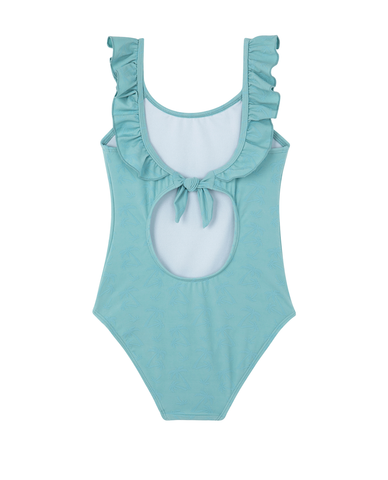 Palm Party Textured Square Neck Ruffle One Piece