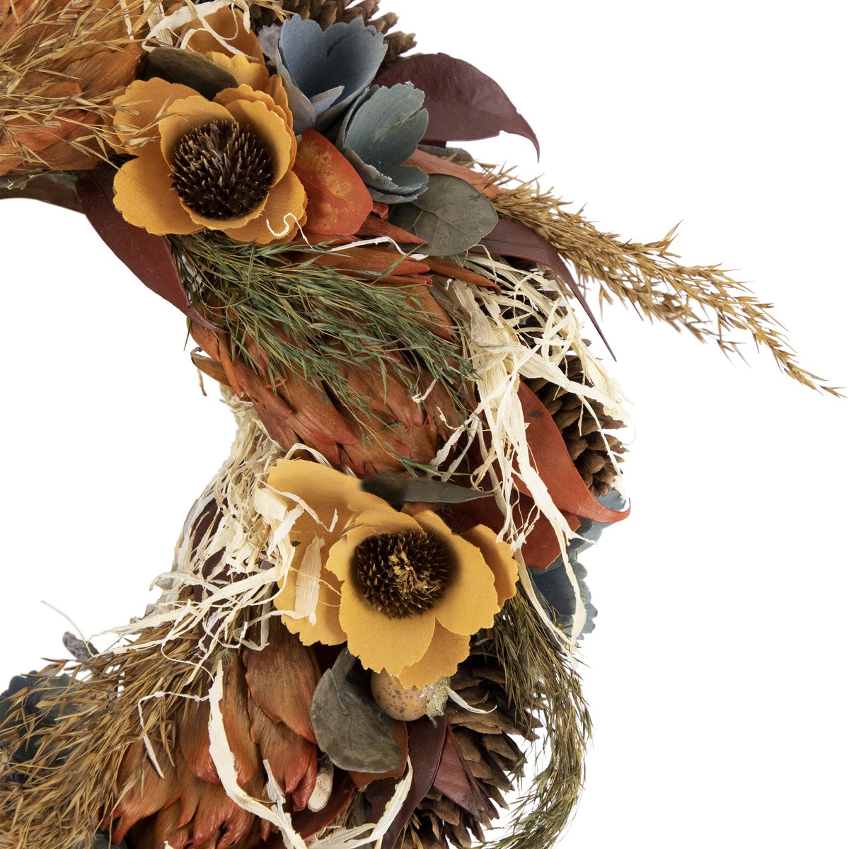  Northlight Sunflower and Straw Artificial Fall Harvest Wreath - 12