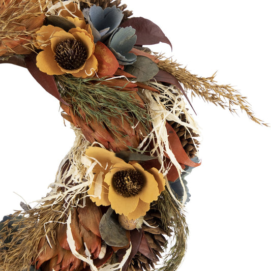 Sunflower and Straw Artificial Fall Harvest Wreath - 12" - Unlit