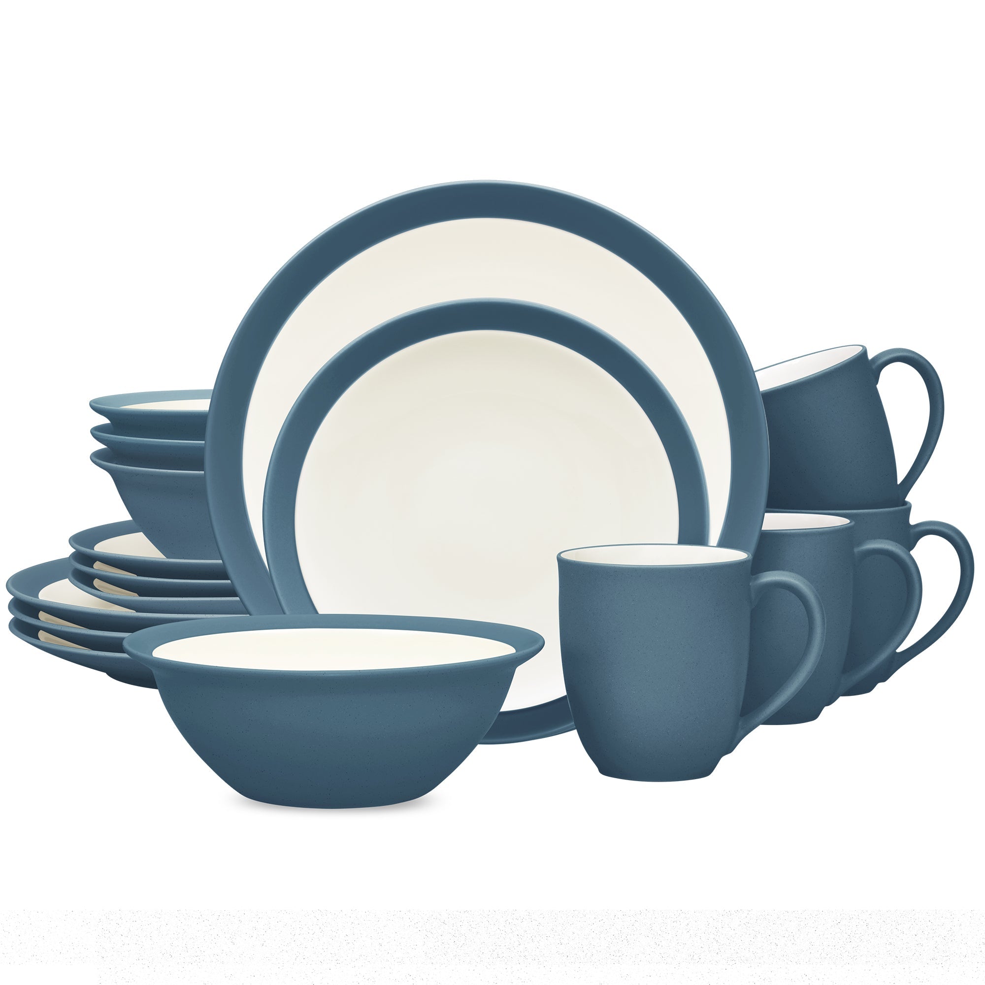  Noritake Colorwave 16-Piece Curve Dinnerware Set, Service for 4 - Blue - Bonton