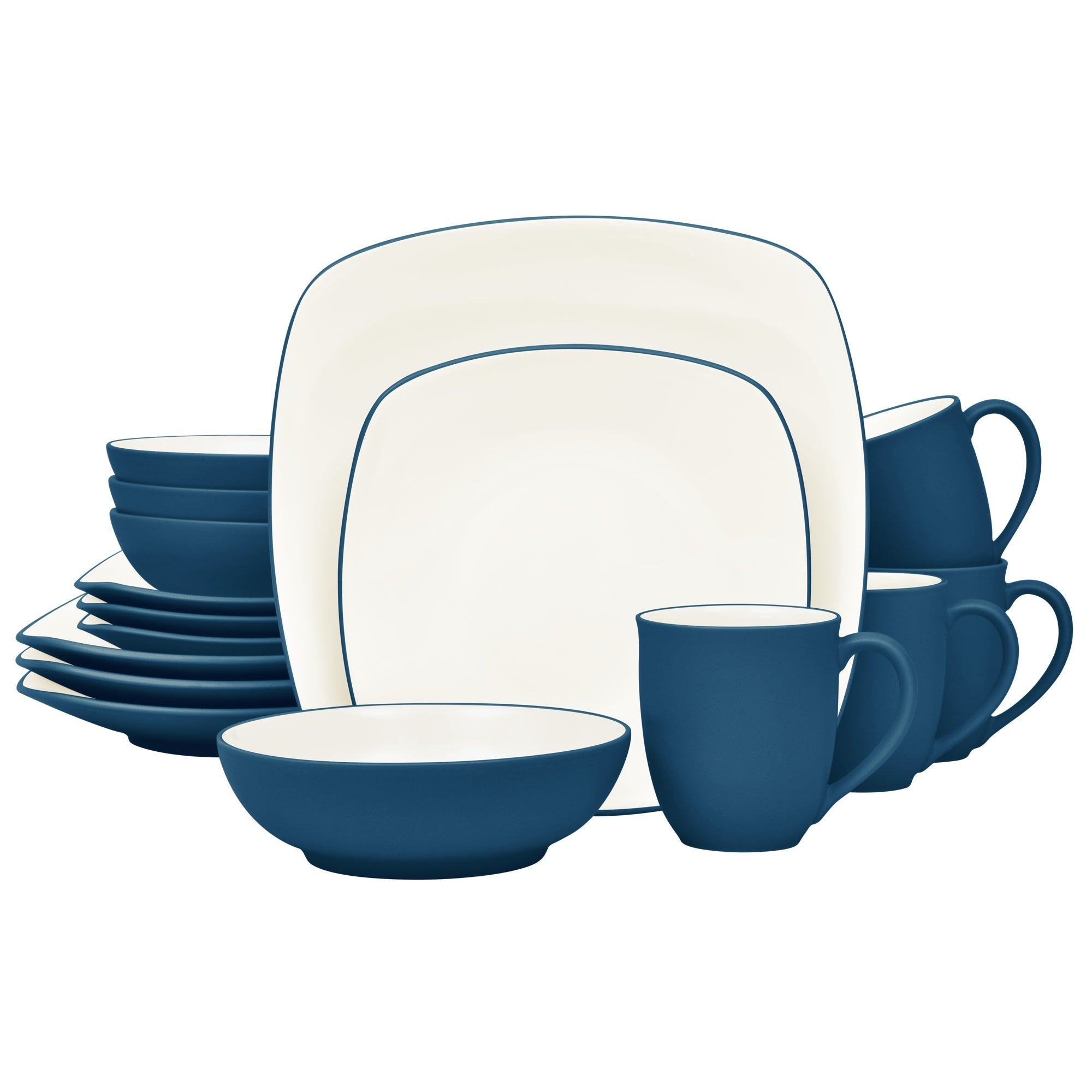  Noritake Colorwave 16-Piece Square Dinnerware Set, Service for 4 - Blue - Bonton