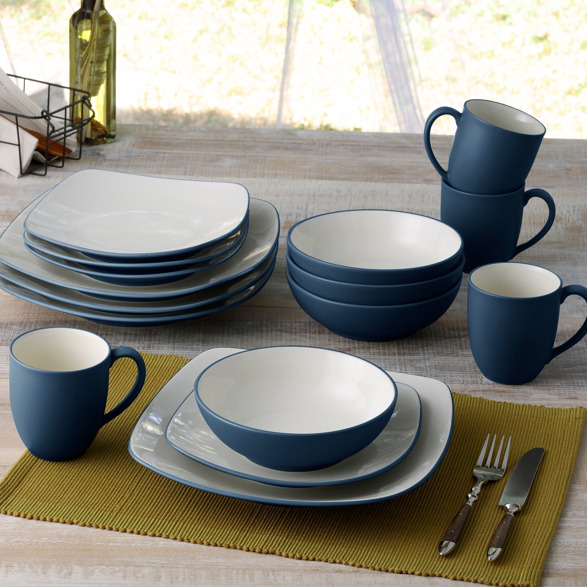  Noritake Colorwave 16-Piece Square Dinnerware Set, Service for 4 - Blue - Bonton