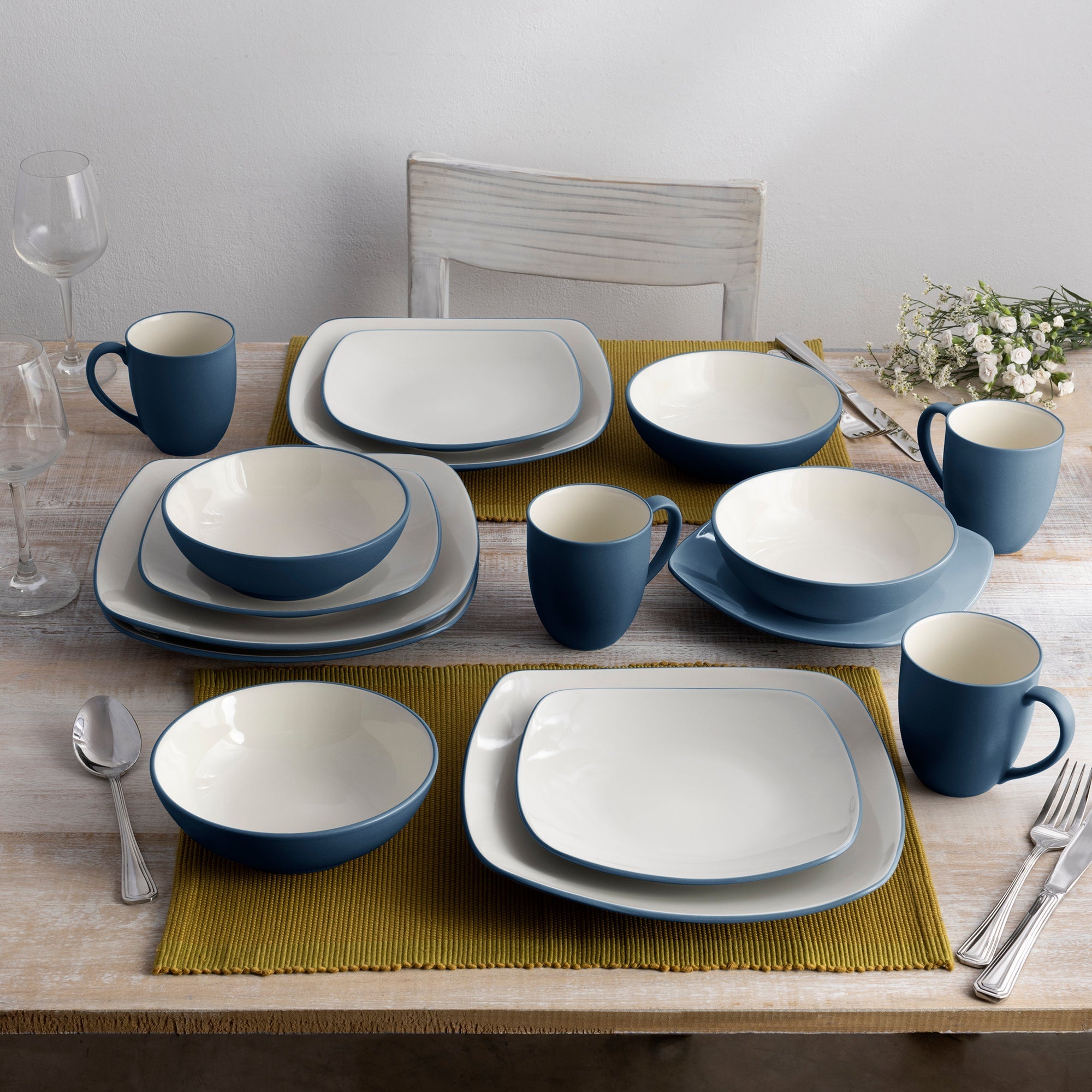  Noritake Colorwave 16-Piece Square Dinnerware Set, Service for 4 - Blue - Bonton