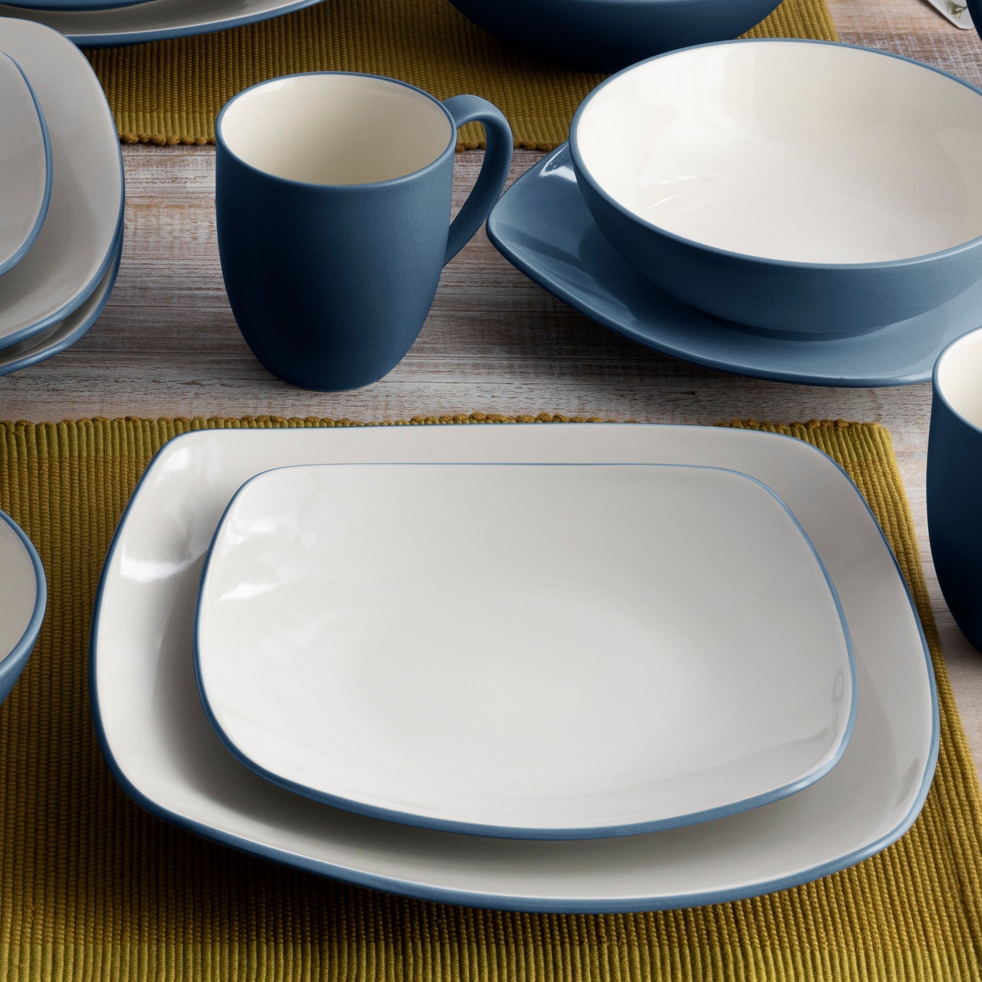  Noritake Colorwave 16-Piece Square Dinnerware Set, Service for 4 - Blue - Bonton