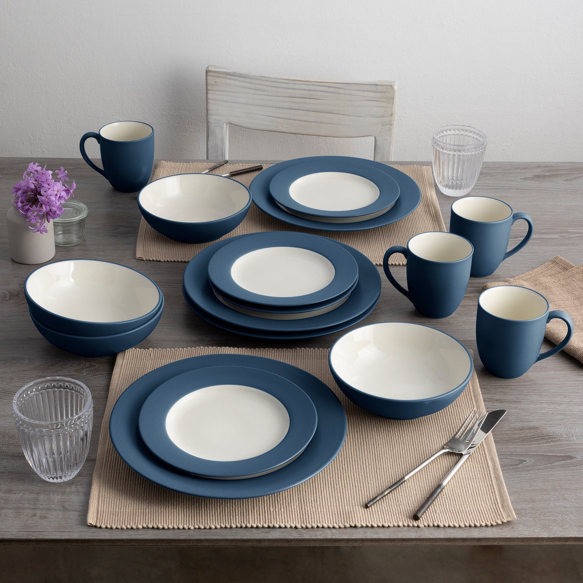  Noritake Colorwave 16-Piece Rim Dinnerware Set, Service for 4 - Blue - Bonton