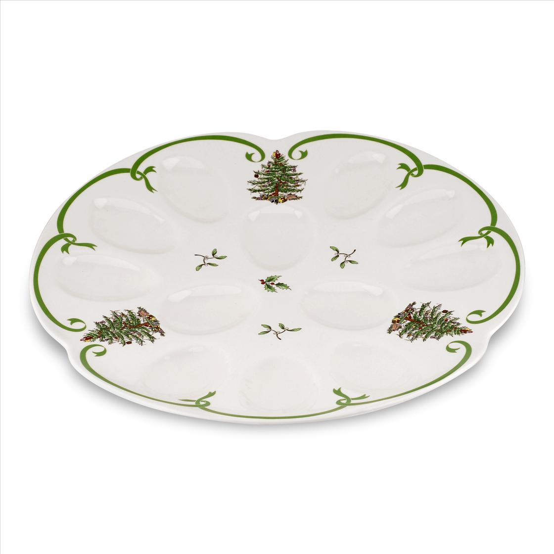  Spode Christmas Tree Devilled Egg Dish - White - Bonton