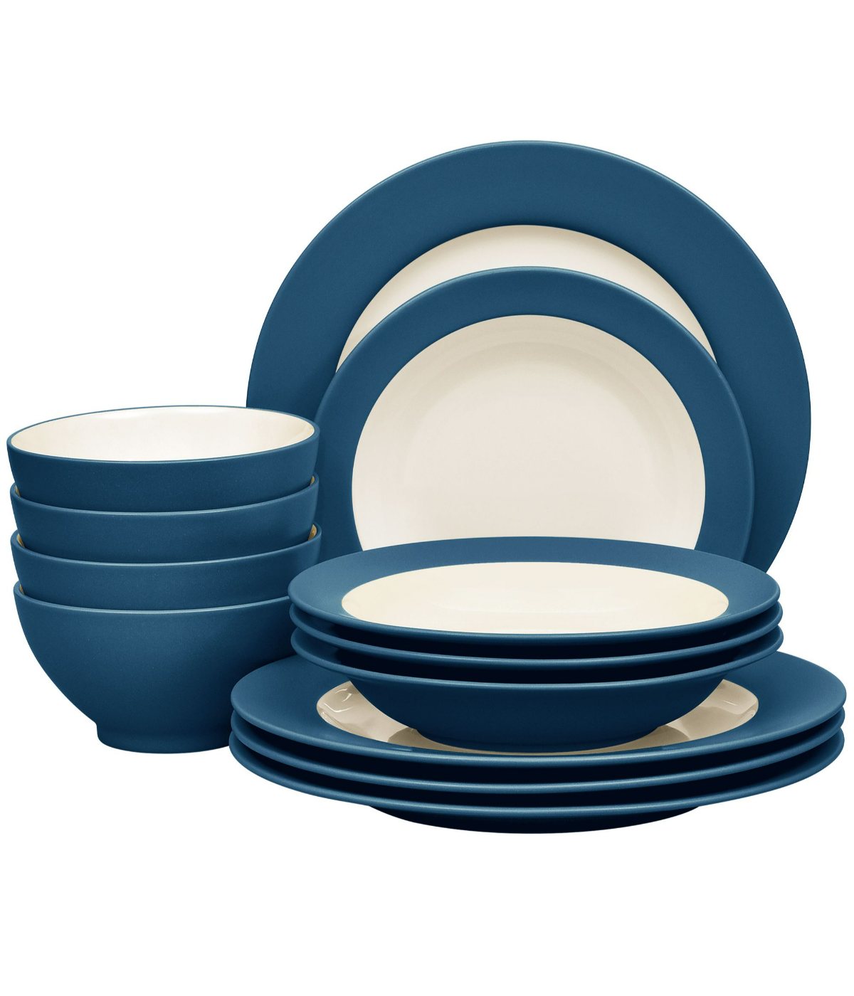  Noritake Colorwave 12 Piece Rim Set, Service for 4 - Blue - Bonton