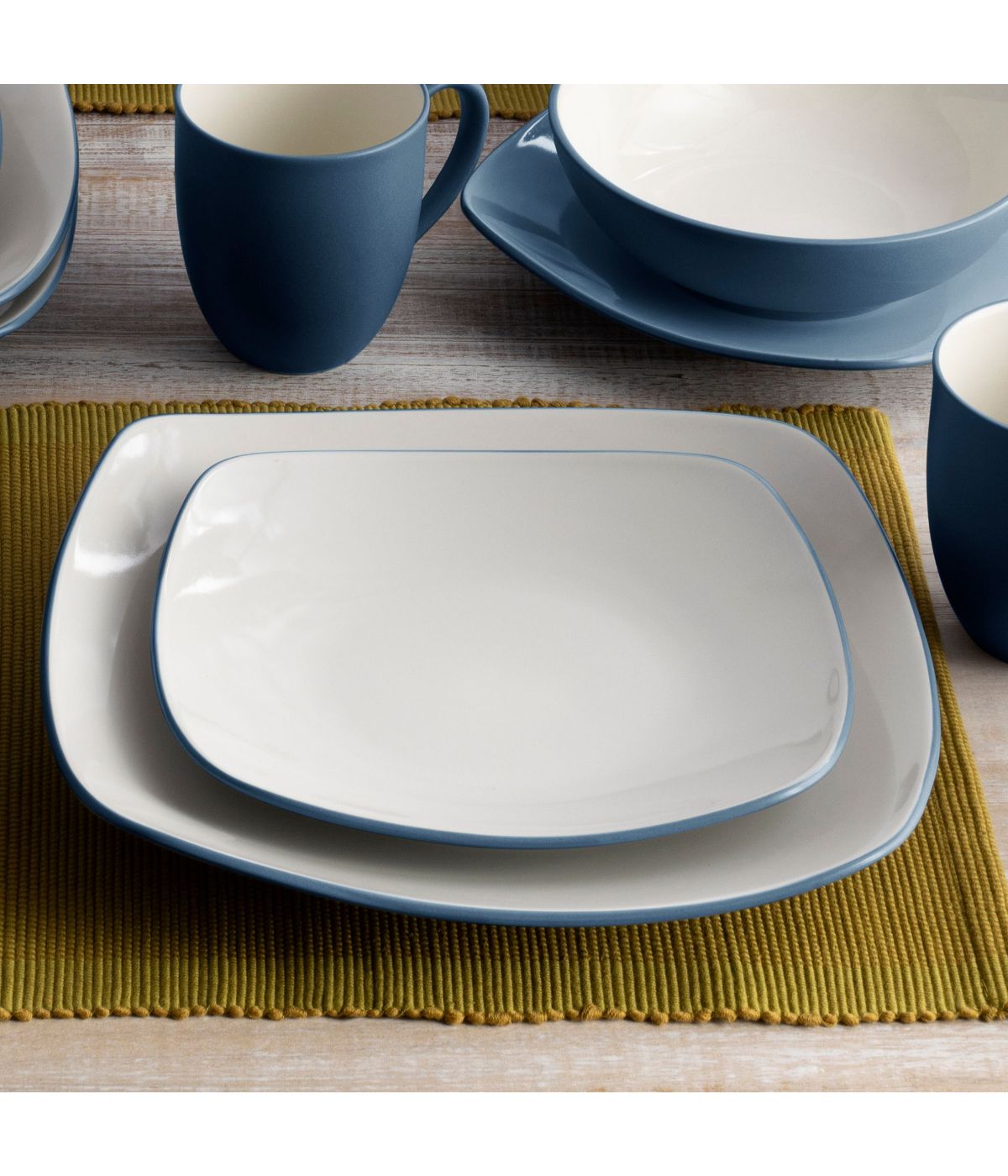  Noritake Colorwave Set of 4 Square Dinner Plates - Blue - Bonton