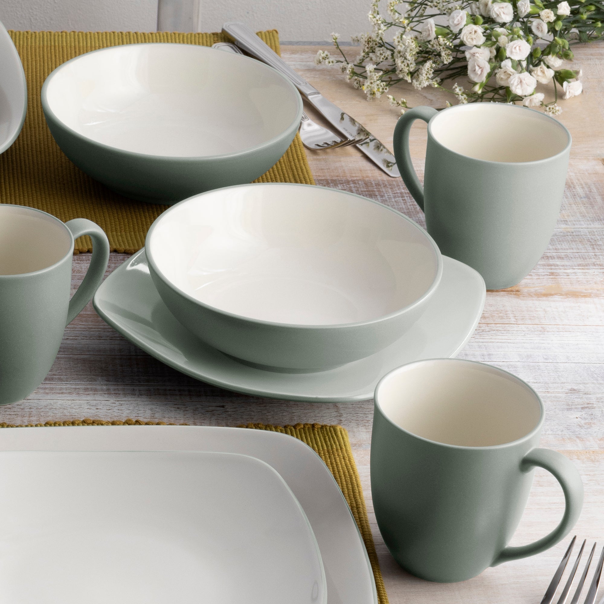  Noritake Colorwave 16-Piece Square Dinnerware Set, Service for 4 - Green - Bonton