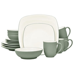 Colorwave 16-Piece Square Dinnerware Set, Service for 4-Green