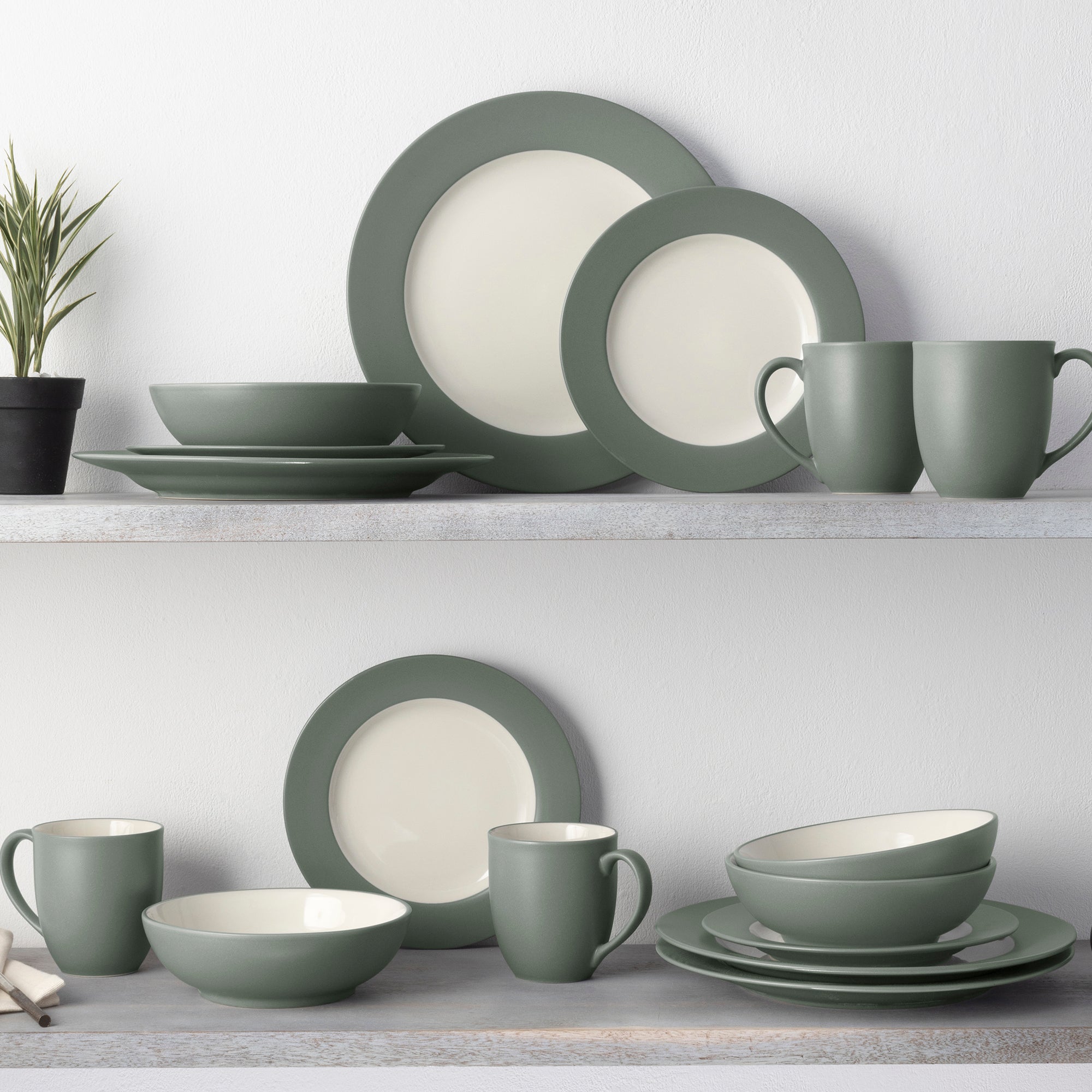  Noritake Colorwave 16-Piece Rim Dinnerware Set, Service for 4 - Green - Bonton