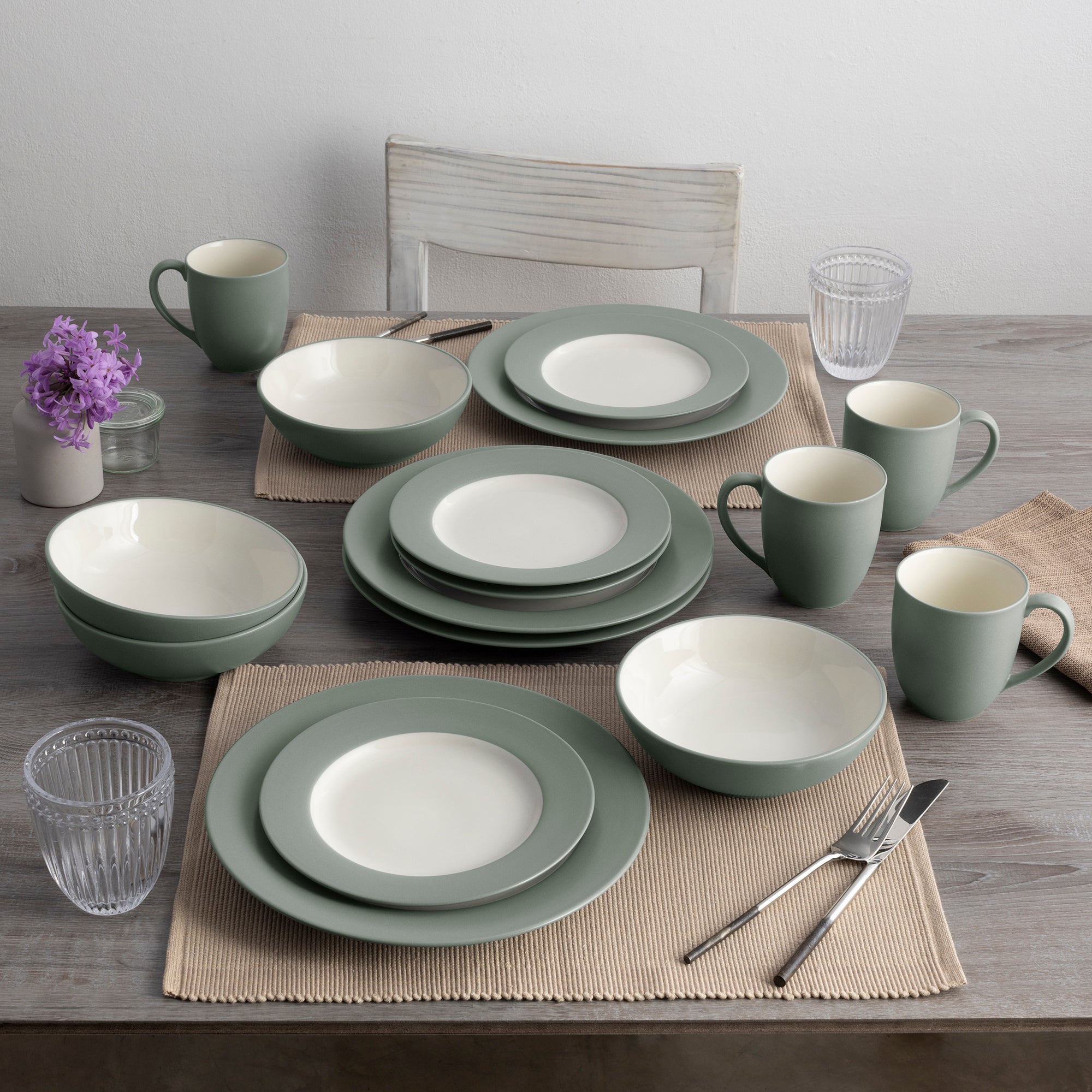  Noritake Colorwave 16-Piece Rim Dinnerware Set, Service for 4 - Green - Bonton