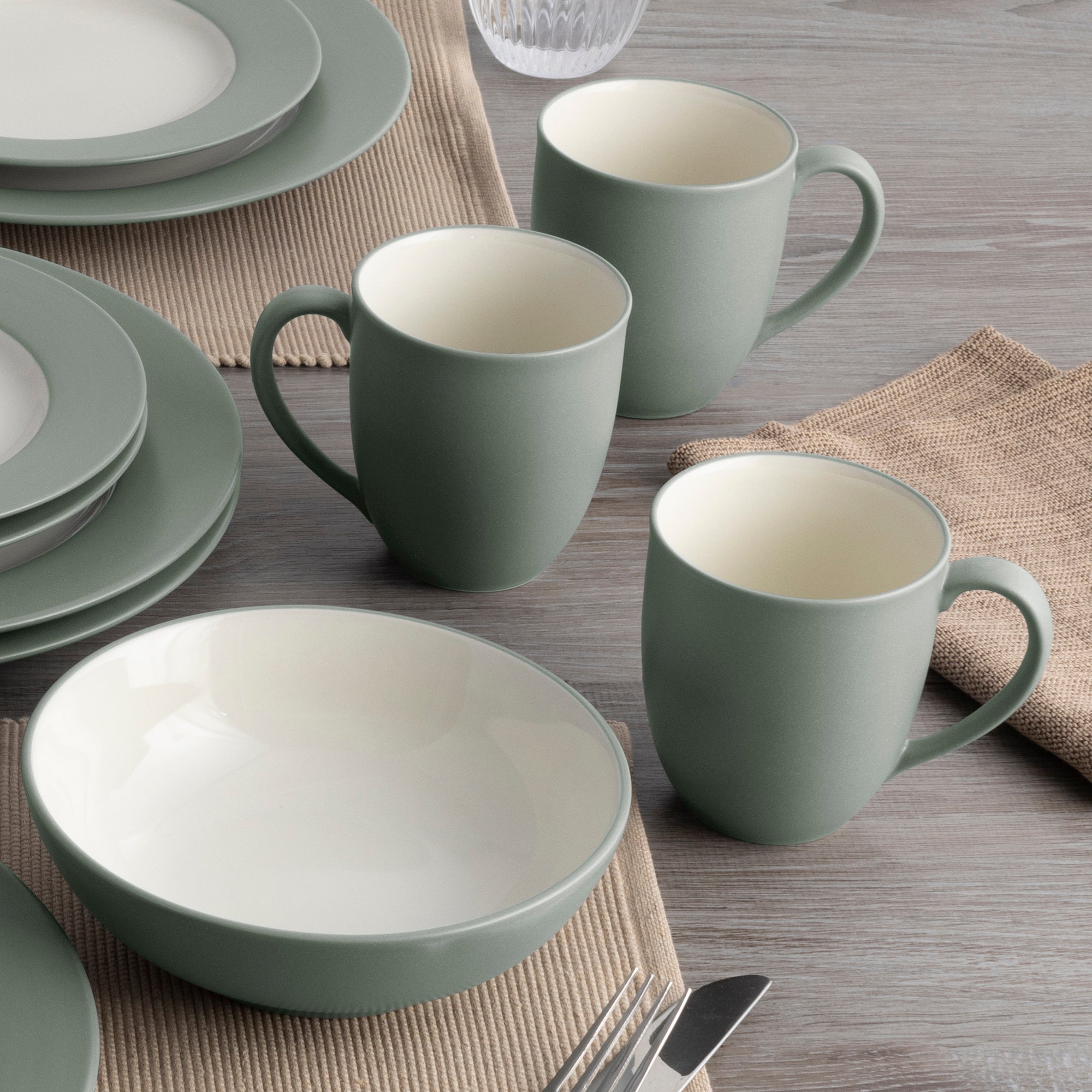  Noritake Colorwave 16-Piece Rim Dinnerware Set, Service for 4 - Green - Bonton