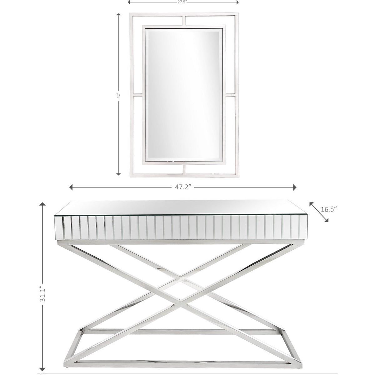  Kinney Wall Mirror and Console Table - Mirror - Bonton