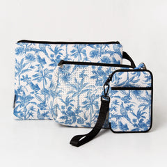 Toile Set: Oversized Wristlet Pouch + Essential Pouch + Passport Wallet