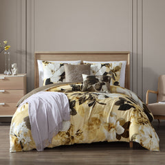 Yellow Magnolia 100% Cotton 5 Piece Reversible Comforter Set