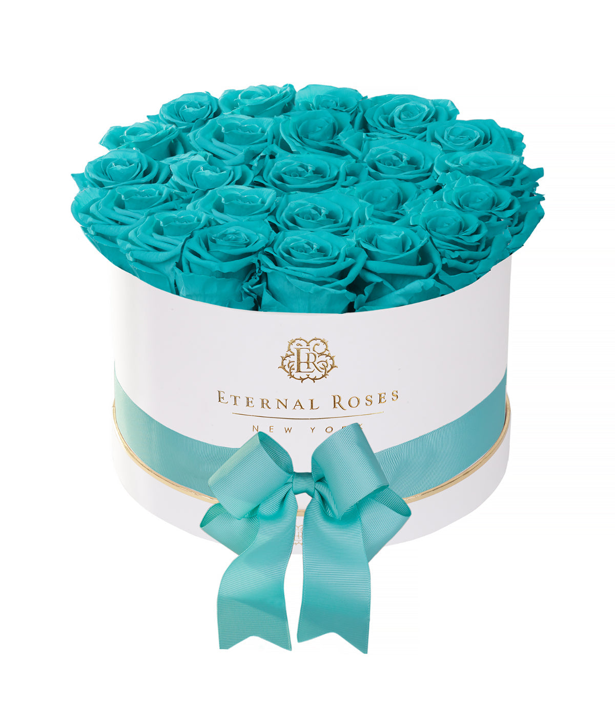  Eternal Roses Empire Gift Box, White - Large - Tiffany Blue - Bonton