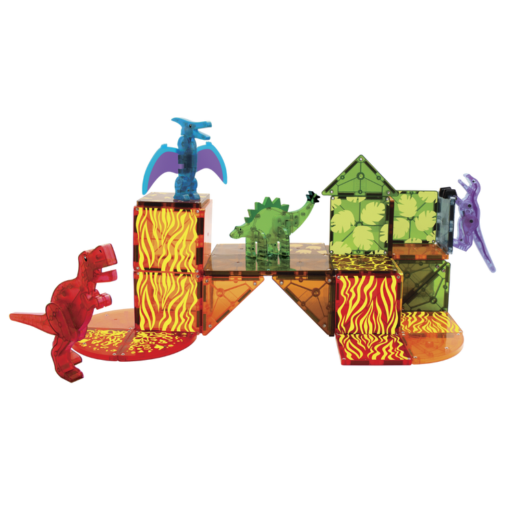 MAGNA-TILES Dino World 40-Piece Magnetic Construction Set, The ORIGINAL Magnetic Building Brand