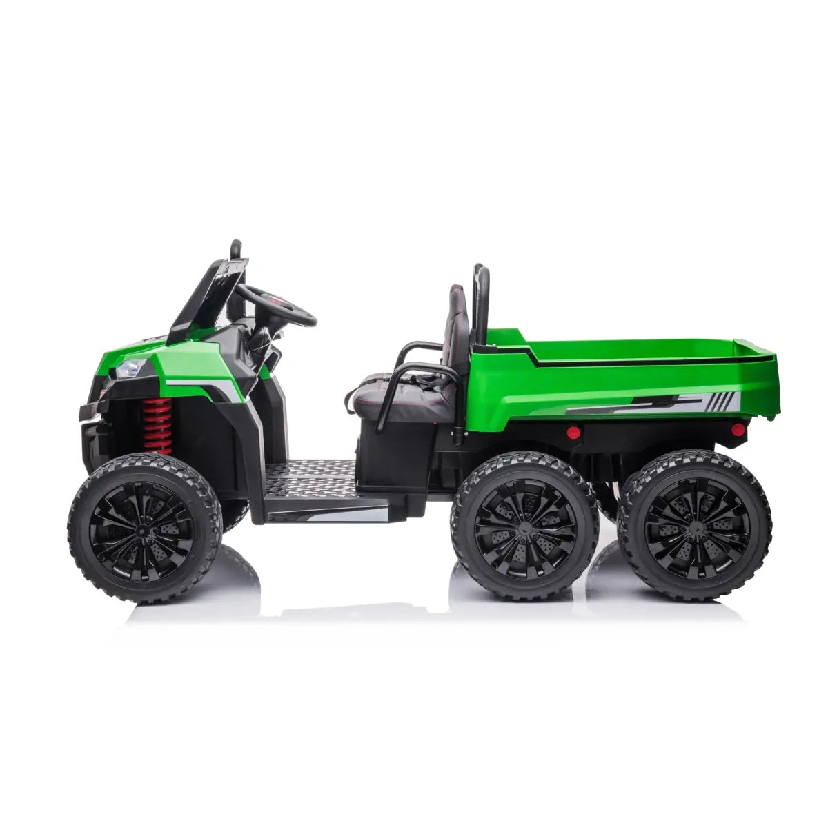 Freddo 24V 6 Wheeler Freddo Tractor Trailer 2 Seater Ride-on With Dump Cart and Parental Remote - Green - Bonton