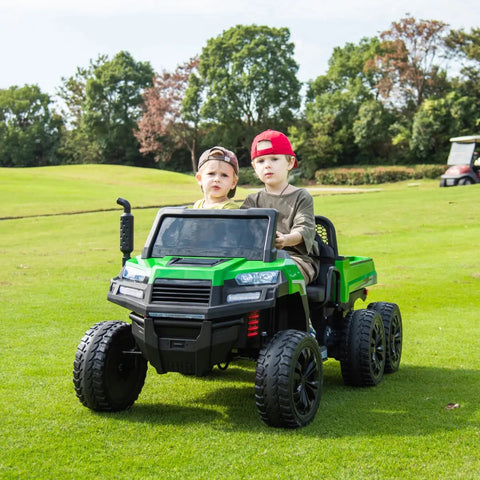 24V 6 Wheeler Freddo Tractor Trailer 2 Seater Ride-on With Dump Cart and Parental Remote