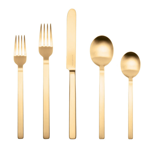 Stile Ice Gold 5 Piece Flatware Set