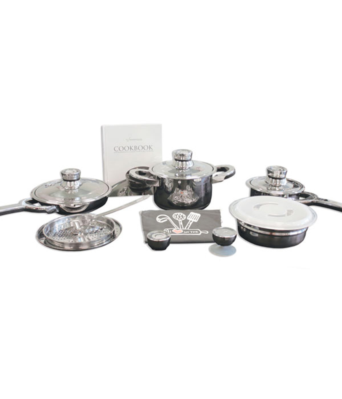  BergHOFF TFK Gourmet Collection 18/10 Stainless Steel 15 Piece Cookware Set - Silver - Bonton