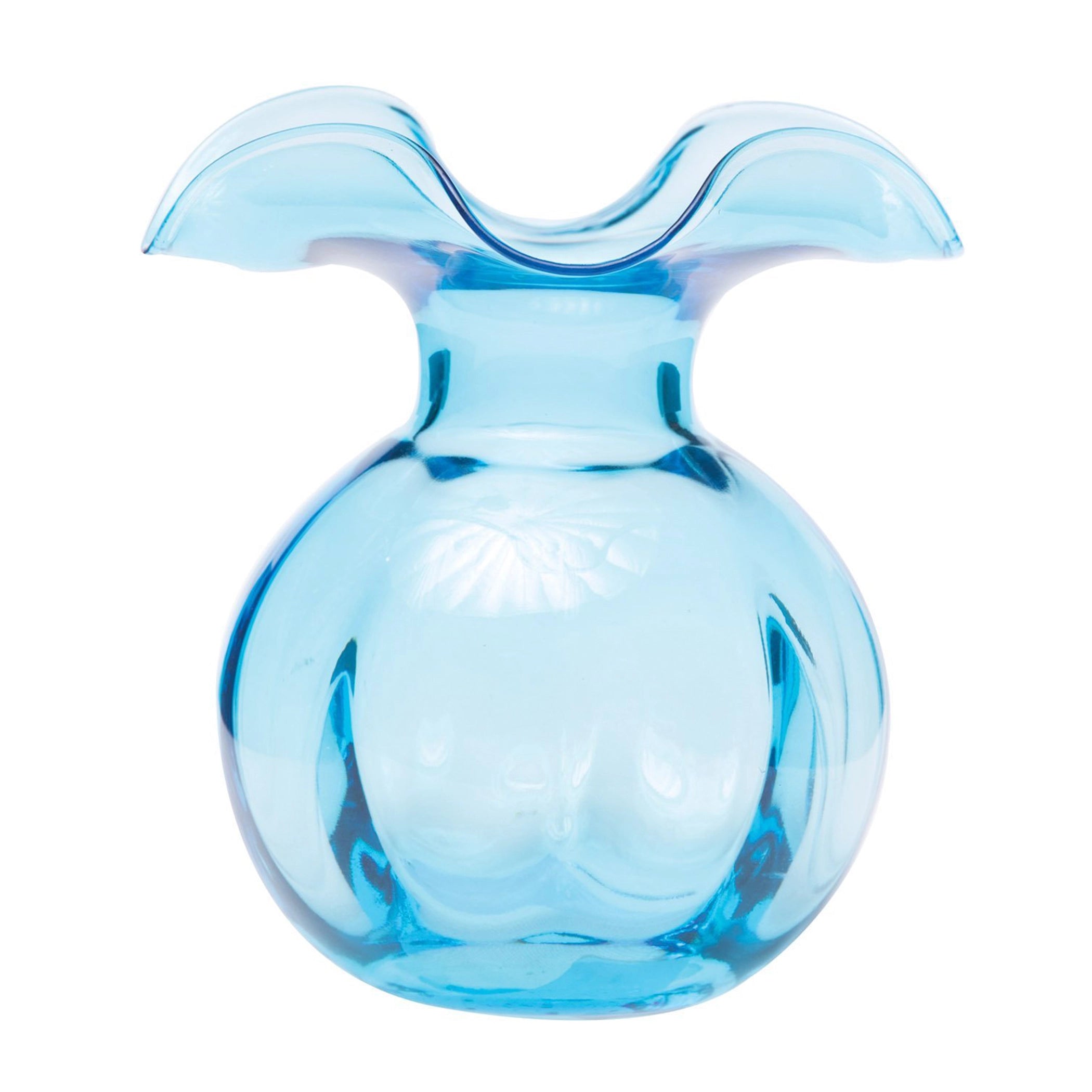  Vietri Hibiscus Glass Medium Fluted Vase - Aqua - Bonton