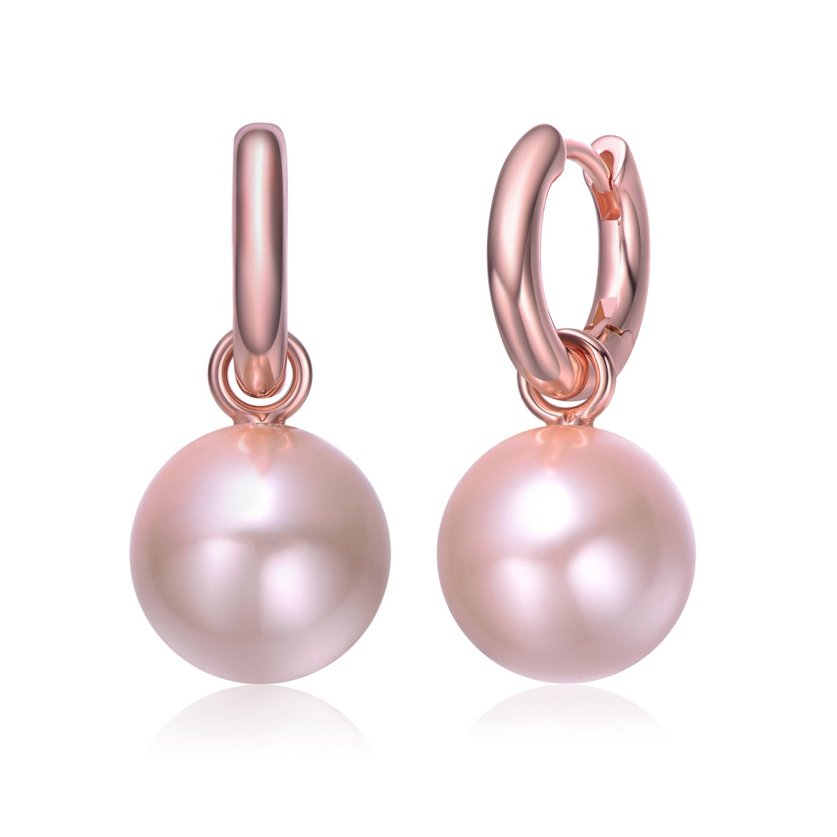 Rachel Glauber Colored Round Pearl Huggie Earrings White – Bonton