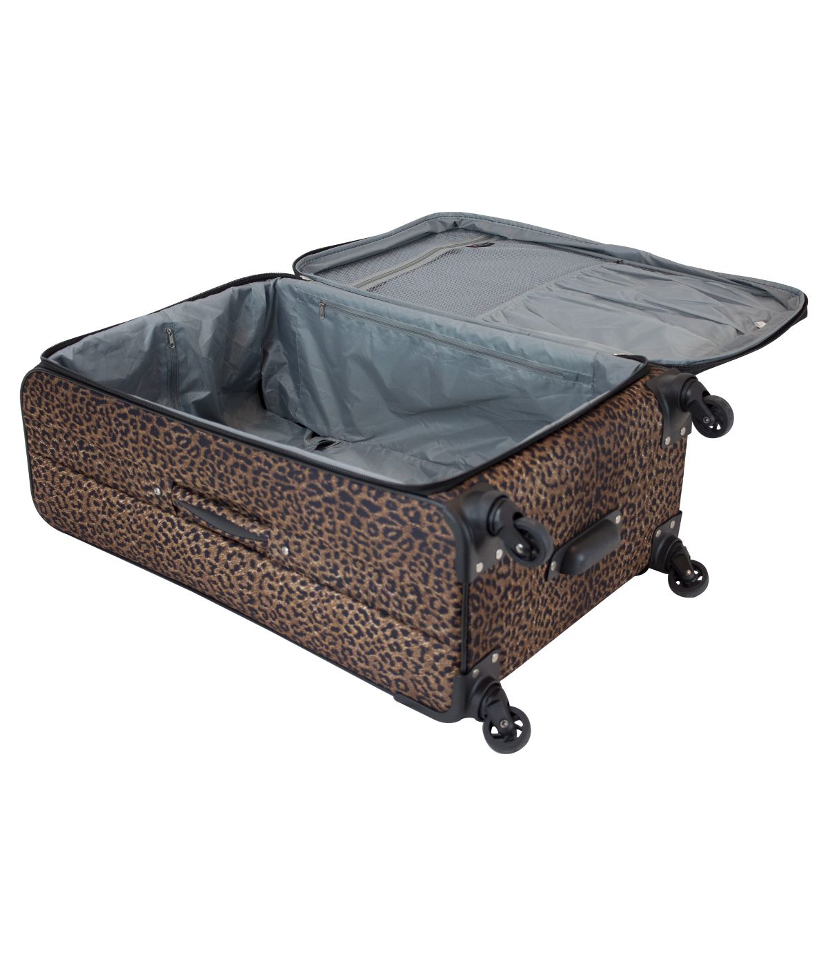  American Flyer Animal Print 5-Piece Spinner Luggage Set - Leopard Black - Bonton