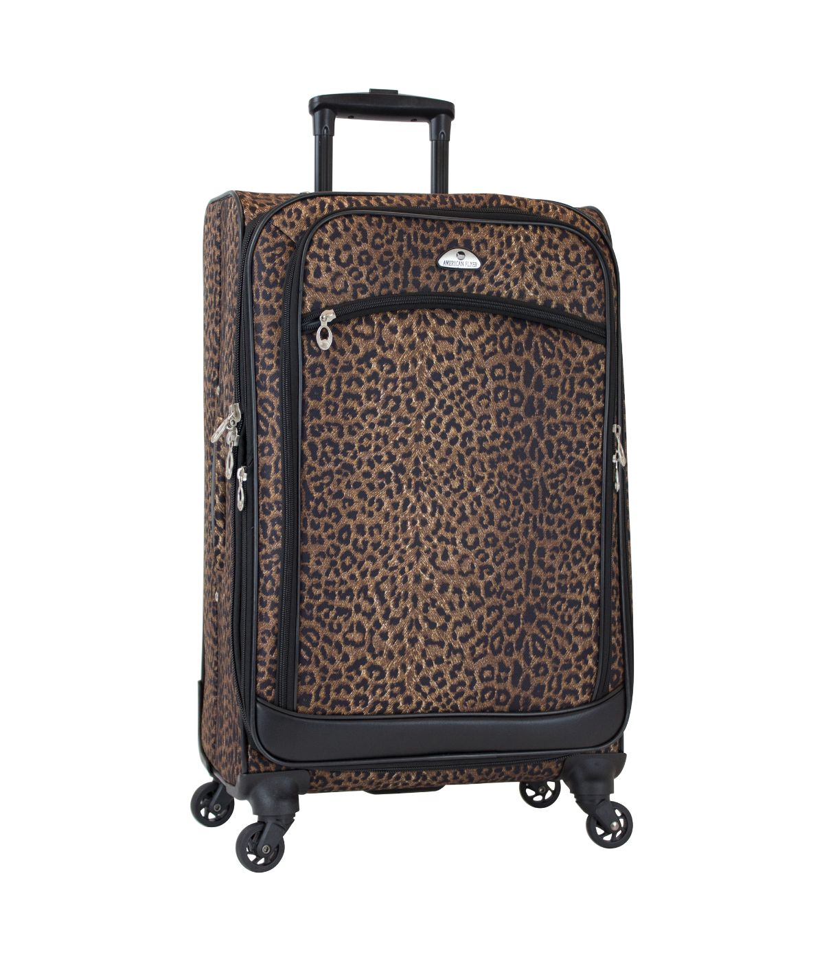  American Flyer Animal Print 5-Piece Spinner Luggage Set - Leopard Black - Bonton