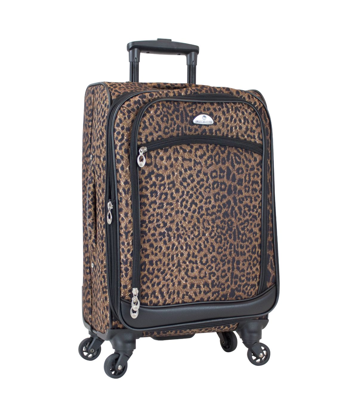  American Flyer Animal Print 5-Piece Spinner Luggage Set - Leopard Black - Bonton