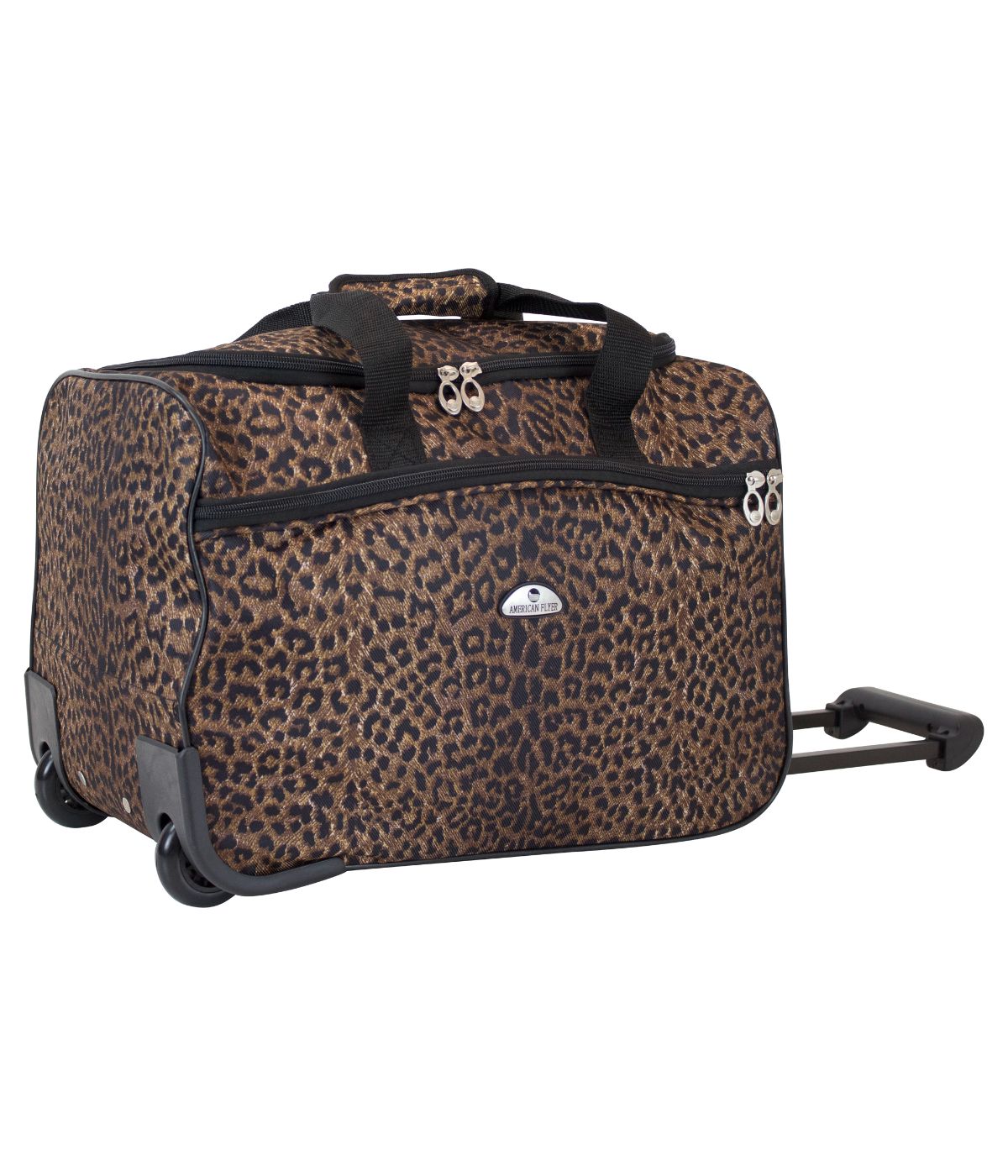  American Flyer Animal Print 5-Piece Spinner Luggage Set - Leopard Black - Bonton